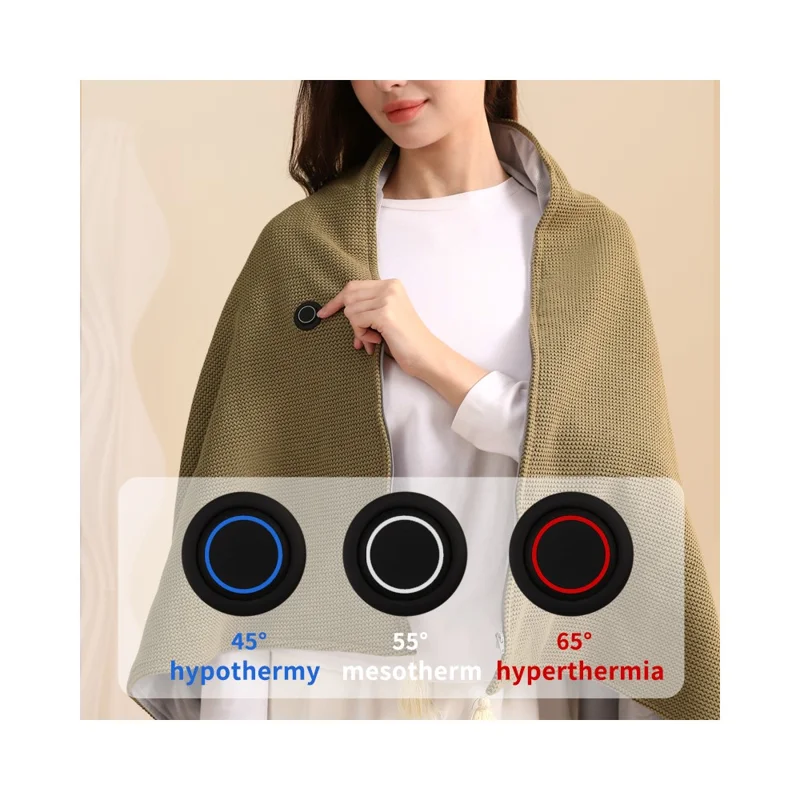 150 x 85cm Heated Blanket for Nap 9 Heating Zones USB Powered Winter Electric Heating Shawl (without Power Bank) - Apricot