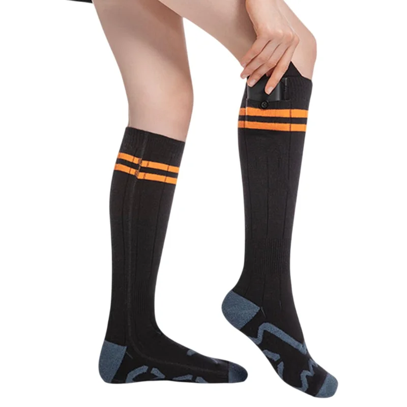 1 Pair 3 Gears APP Temperature Control Heated Socks with 2x 5V 5000mAh Battery for Outdoor Cycling Skiing - Orange