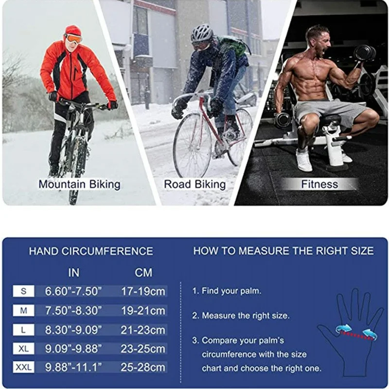 1Pair Cycling Gloves Silicone Anti Slip Waterproof Touchscreen Running Gloves for Adults - S