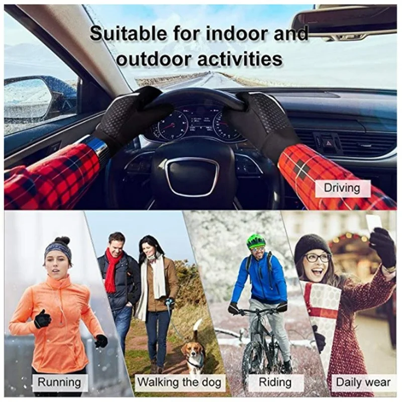 1Pair Cycling Gloves Silicone Anti Slip Waterproof Touchscreen Running Gloves for Adults - S