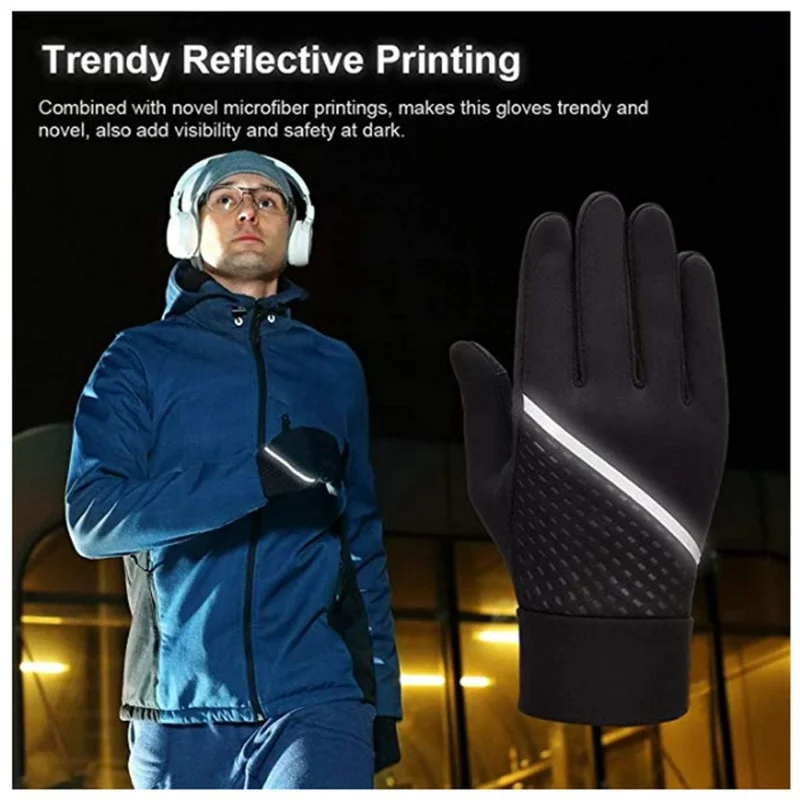 1Pair Cycling Gloves Silicone Anti Slip Waterproof Touchscreen Running Gloves for Adults - S