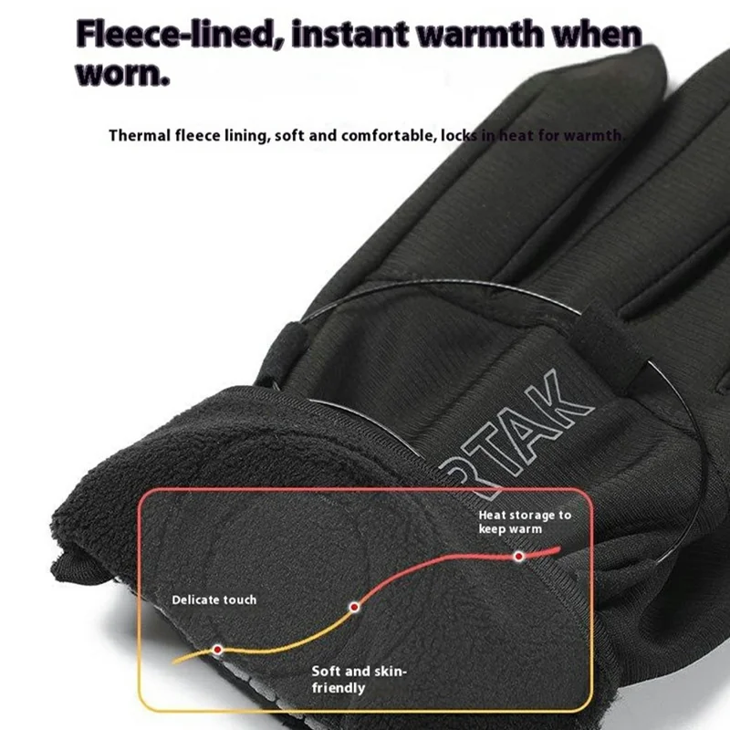 XC903 L Size Outdoor Sports Gloves Touchscreen Fleece Lined Anti Slip Cycling Gloves for Hiking / Running - Grey