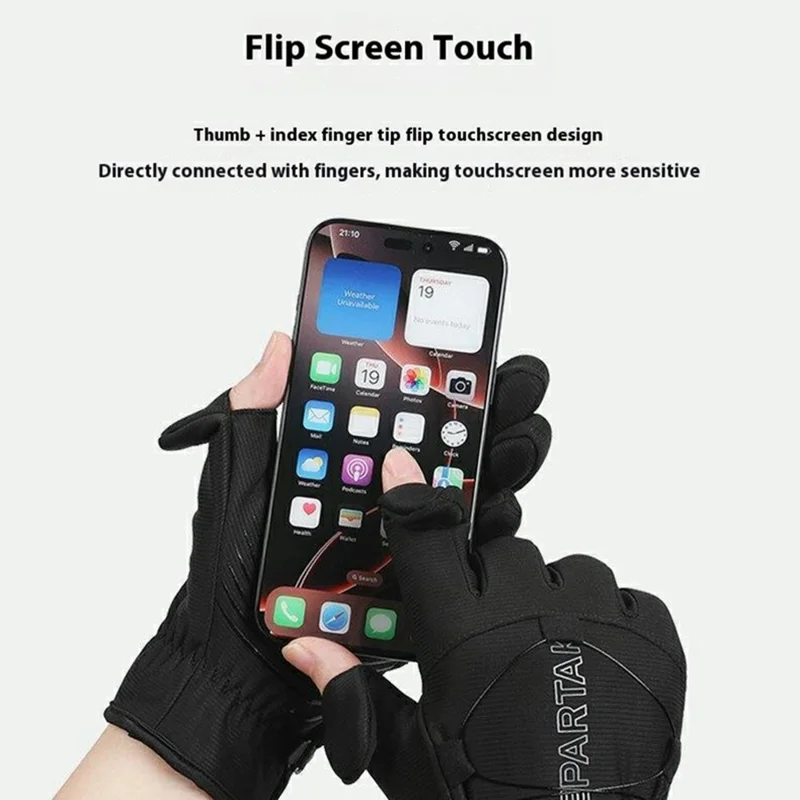 XC903 L Size Outdoor Sports Gloves Touchscreen Fleece Lined Anti Slip Cycling Gloves for Hiking / Running - Grey