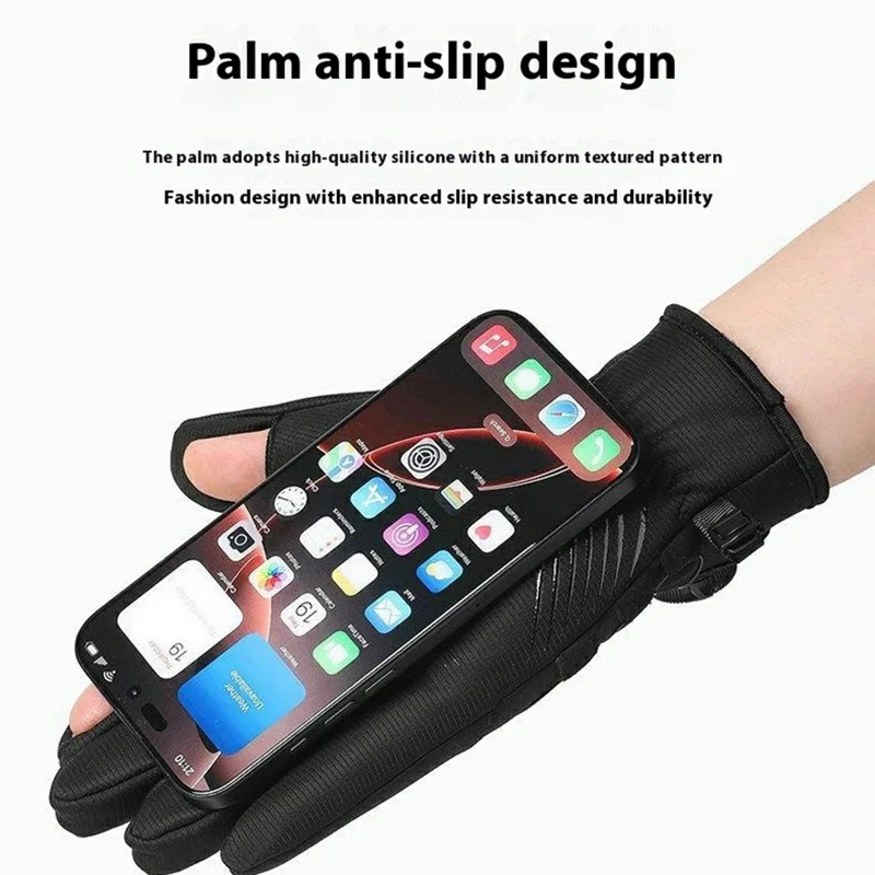 XC903 L Size Outdoor Sports Gloves Touchscreen Fleece Lined Anti Slip Cycling Gloves for Hiking / Running - Grey