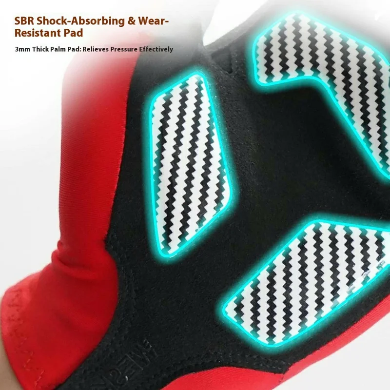 WESKOS Taglia M Guanti da Ciclismo Outdoor Ammortizzanti Anti-Scivolo Touchscreen a Dita Complete - Rosso