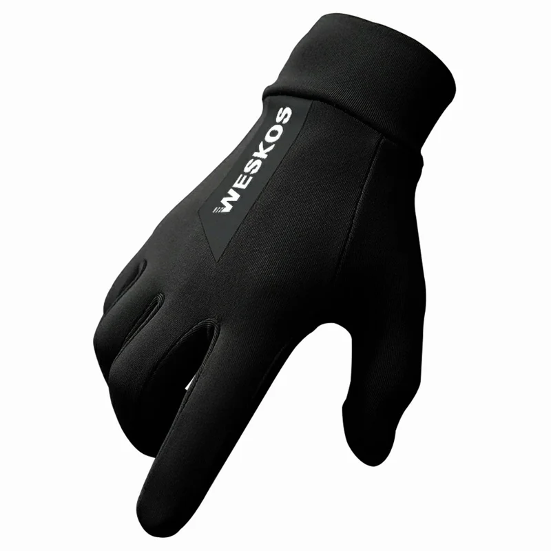 Size XL 1Pair Sports Gloves Touchscreen Anti-Slip Thermal Windproof Gloves for Winter Cycling / Running - Black  /  White