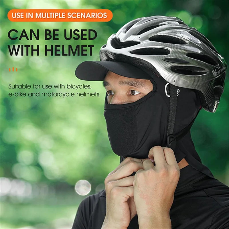 WEST BIKING YP0201341 Balaclava en soie glacée avec visière Doublure de casque respirante Masque de protection solaire pour le cyclisme / la pêche / la randonnée - Noir