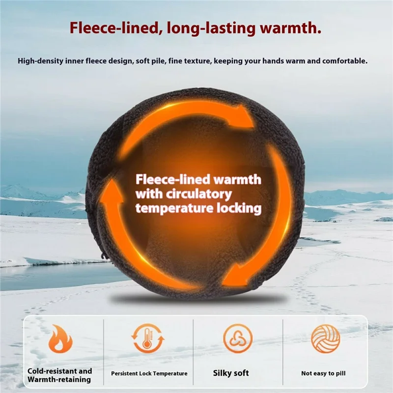 Size M Winter Fleece Lined Windproof Gloves Anti Slip Touch Screen Mittens for Motorcycle Cycling - Black