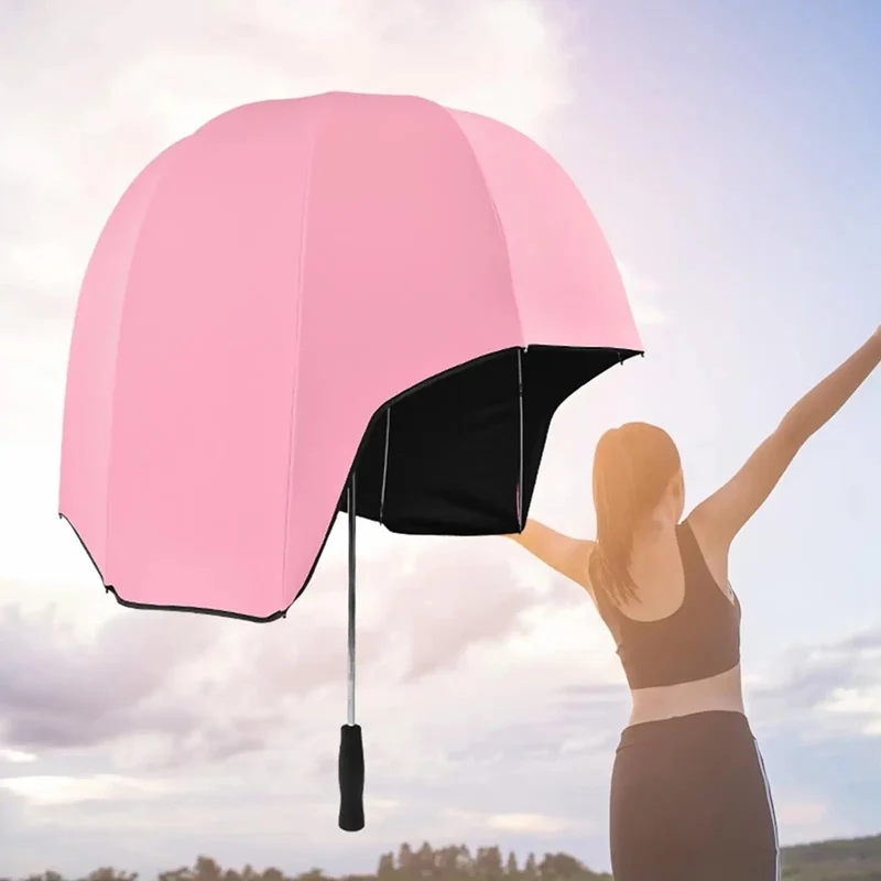 Creative Helmet Umbrella for Outdoor Sun Rain Protection Black Vinyl Coating Dual Use Parasol - Blue