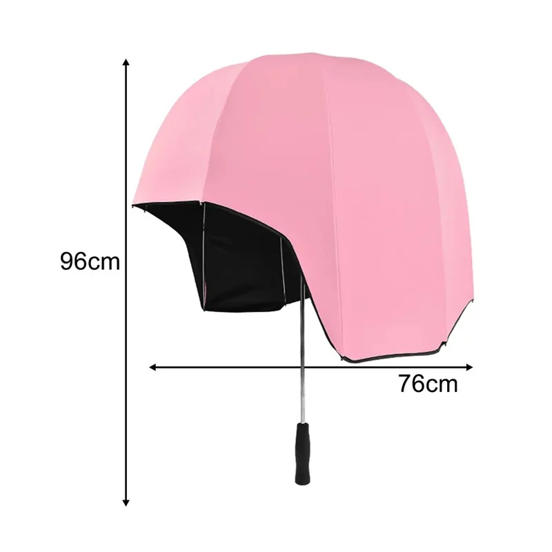 Creative Helmet Umbrella for Outdoor Sun Rain Protection Black Vinyl Coating Dual Use Parasol - Blue