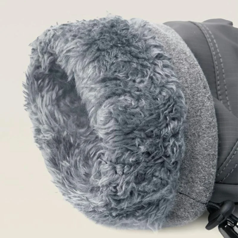 Windproof Touchscreen Gloves for Men Winter Thermal Fleece Lined Anti Slip Full Finger Mittens - Grey