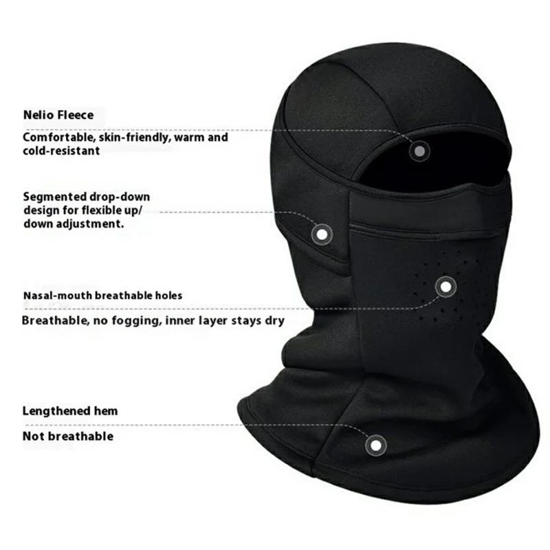 DTJ59 Winter Ski Face Mask for Men Women Outdoor Cycling Breathable Balaclava Fleece Lined Windproof Neck Gaiter