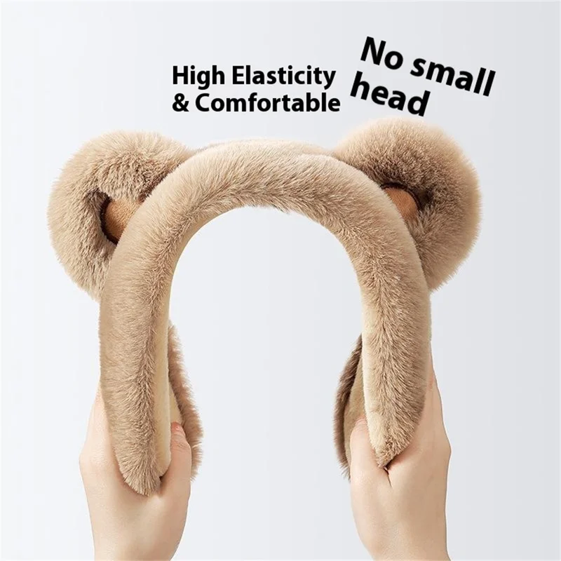 DEZ45 Cute Cartoon Bear Ears Thick Plush Winter Earmuffs for Women Windproof Ear Warmers - Black