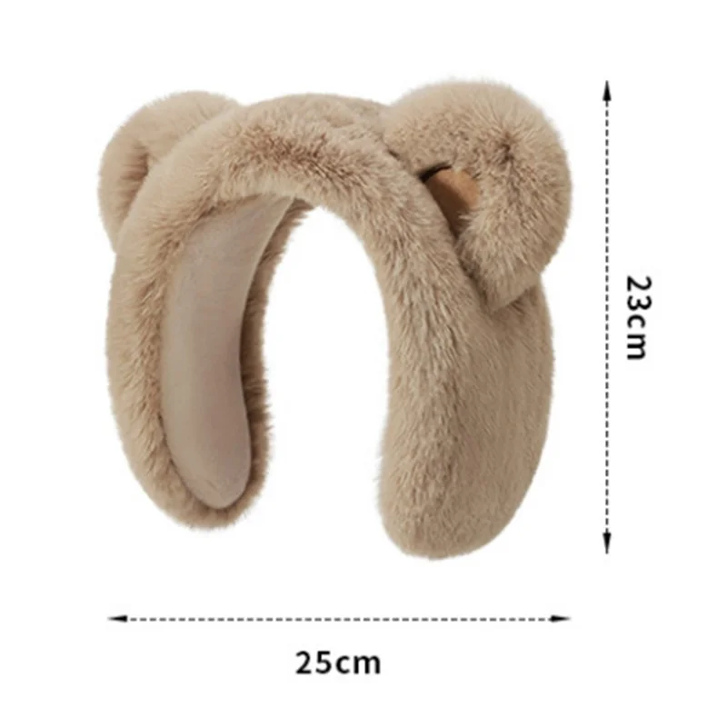 DEZ45 Cute Cartoon Bear Ears Thick Plush Winter Earmuffs for Women Windproof Ear Warmers - Black