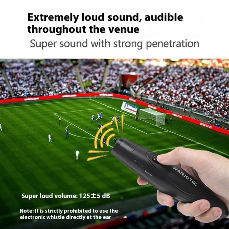 Elektroniczny gwizdek WANJOTEC 125 dB Głośny gwizdek bezpieczeństwa w sytuacjach awaryjnych dla sędziów trenerów nauczycieli sportów outdoorowych - Czarny