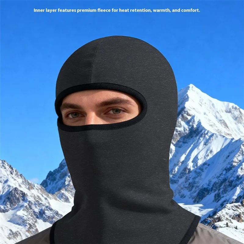 Cycling Face Mask Full Face Coverage Autumn Winter Thermal Neck Gaiter Balaclava for Skiing - Linen Black