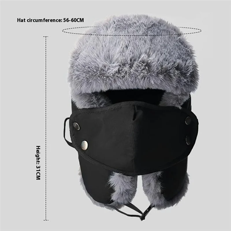 Winter Trapper Hat Thick Fleece Lined Ear Flap Windproof Cap for Men Outdoor Cycling  /  Hiking - Black