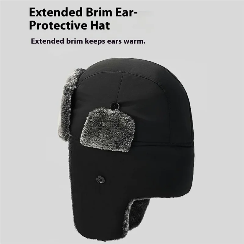 Winter Oorwarmers Hoed met Fleece Voering Dikke Warme Fiets Oorbescherming Pet Buiten Winddicht Ski Aviator Hoed - Donkerblauw