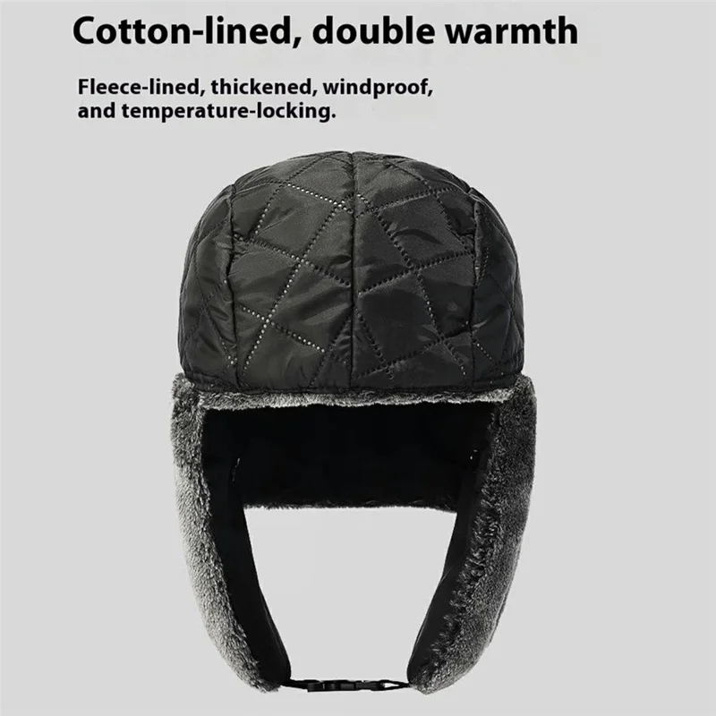 Winter Oorwarmers Hoed met Fleece Voering Dikke Warme Fiets Oorbescherming Pet Buiten Winddicht Ski Aviator Hoed - Donkerblauw