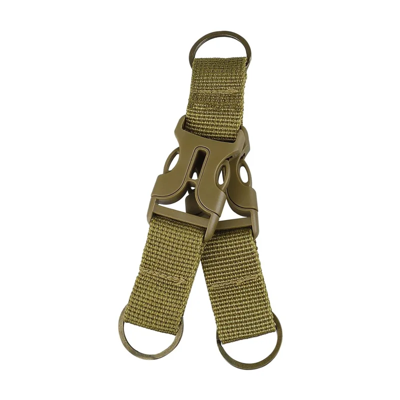 Outdoor Tactical Nylon Webbing Backpack Carabiner 3-Ring D-Ring Keychain Hook for Camping / Hiking - Khaki
