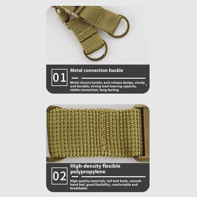 Outdoor Tactical Nylon Webbing Backpack Carabiner 3-Ring D-Ring Keychain Hook for Camping / Hiking - Khaki