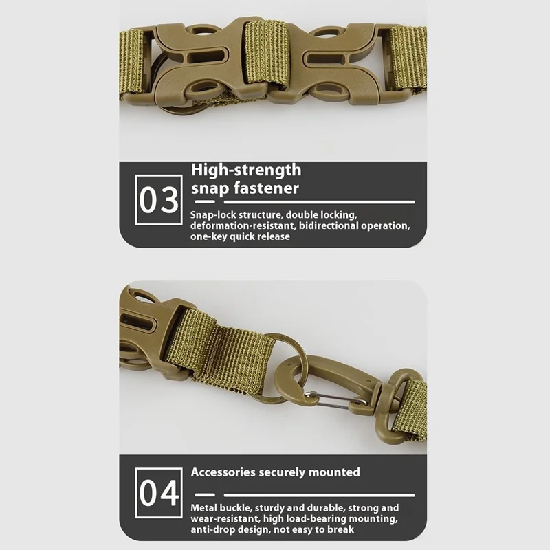 Outdoor Tactical Nylon Webbing Backpack Carabiner 3-Ring D-Ring Keychain Hook for Camping / Hiking - Khaki