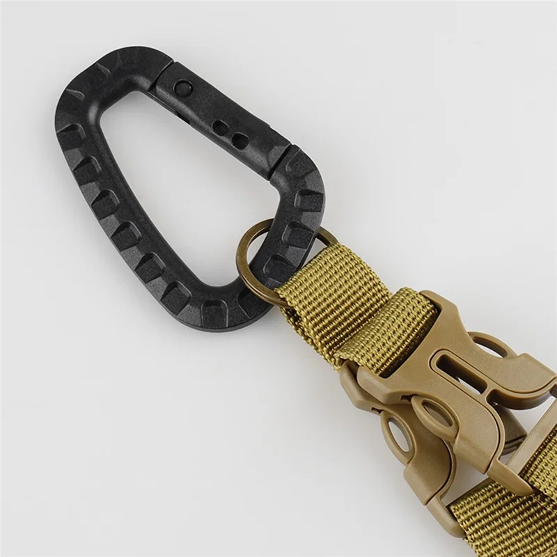 Outdoor Tactical Nylon Webbing Backpack Carabiner 3-Ring D-Ring Keychain Hook for Camping / Hiking - Khaki