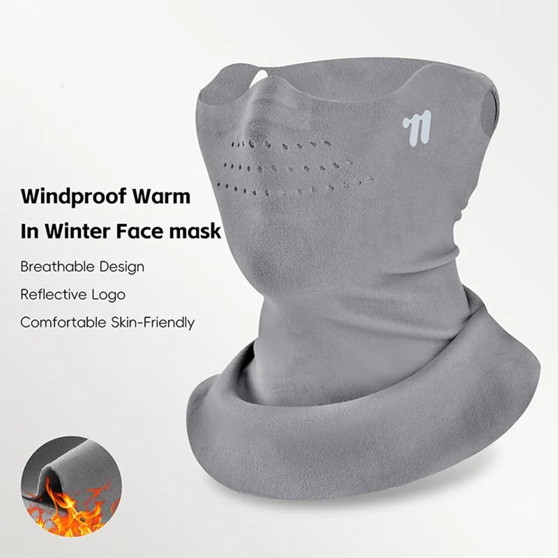WEST BIKING YP0201477 قناع الوجه الشتوي المضاد للرياح، واقي للرقبة للدراجات، بالاكلافا ببطانة من الصوف للرياضة في الأماكن المفتوحة - رمادي غامق