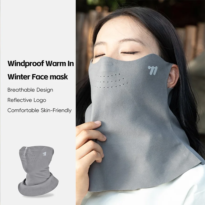 WEST BIKING YP0201477 قناع الوجه الشتوي المضاد للرياح، واقي للرقبة للدراجات، بالاكلافا ببطانة من الصوف للرياضة في الأماكن المفتوحة - رمادي غامق