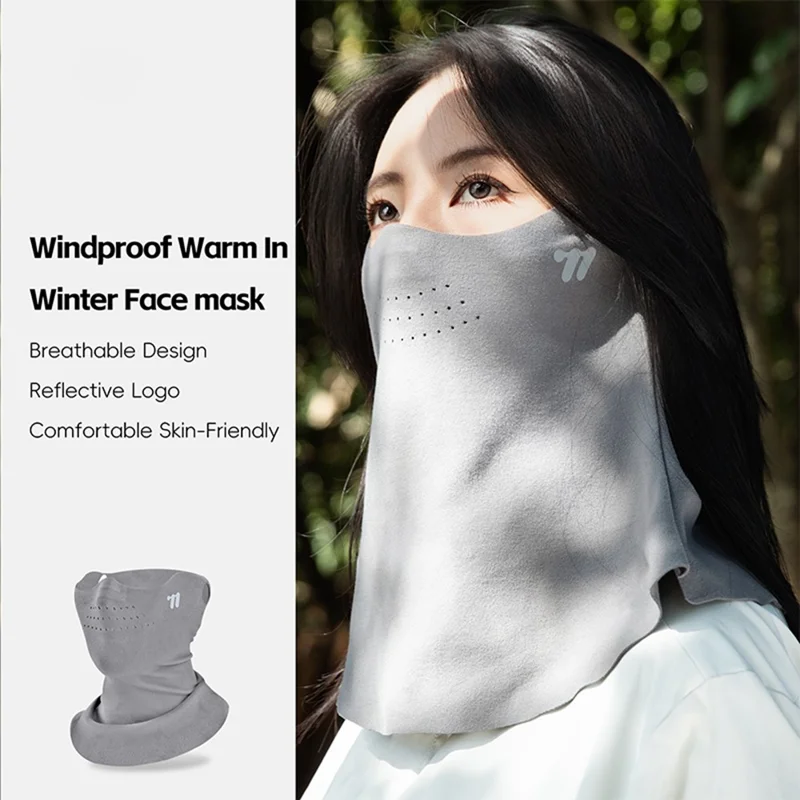 WEST BIKING YP0201477 قناع الوجه الشتوي المضاد للرياح، واقي للرقبة للدراجات، بالاكلافا ببطانة من الصوف للرياضة في الأماكن المفتوحة - رمادي غامق