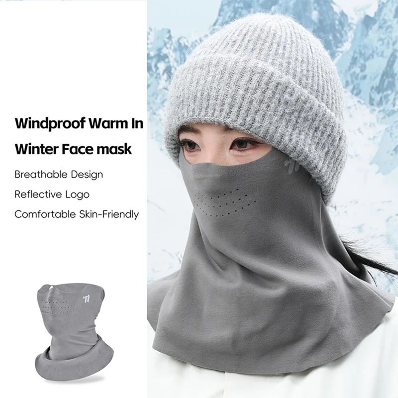 WEST BIKING YP0201477 قناع الوجه الشتوي المضاد للرياح، واقي للرقبة للدراجات، بالاكلافا ببطانة من الصوف للرياضة في الأماكن المفتوحة - رمادي غامق