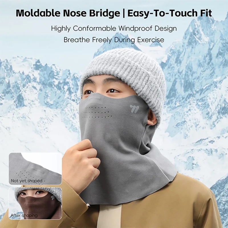 WEST BIKING YP0201477 قناع الوجه الشتوي المضاد للرياح، واقي للرقبة للدراجات، بالاكلافا ببطانة من الصوف للرياضة في الأماكن المفتوحة - رمادي غامق