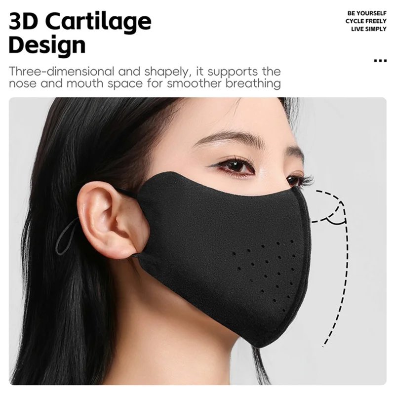WEST BIKING YP0201476 Winter Cycling Face Mask Soft Skin-Friendly Ear-Loop Mask Sun Protection 3D Elastic Face Cover - Black