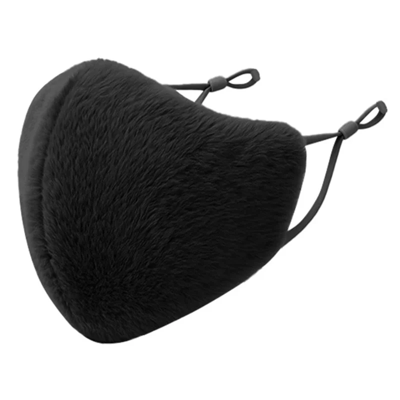 Warm Face Mask Double Layer Thickened Windproof Cover for Women Adjustable Ear Loop Mask for Cycling  /  Skiing  /  Commuting - Black