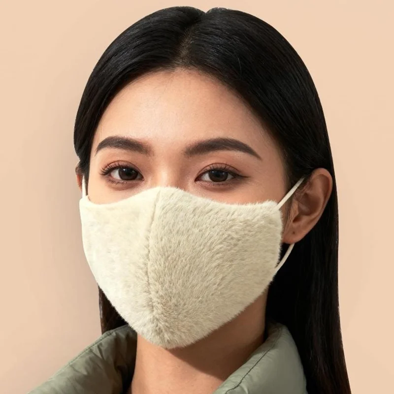 Warm Face Mask Double Layer Thickened Windproof Cover for Women Adjustable Ear Loop Mask for Cycling  /  Skiing  /  Commuting - Black