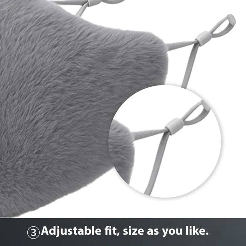 Warm Face Mask Double Layer Thickened Windproof Cover for Women Adjustable Ear Loop Mask for Cycling  /  Skiing  /  Commuting - Black