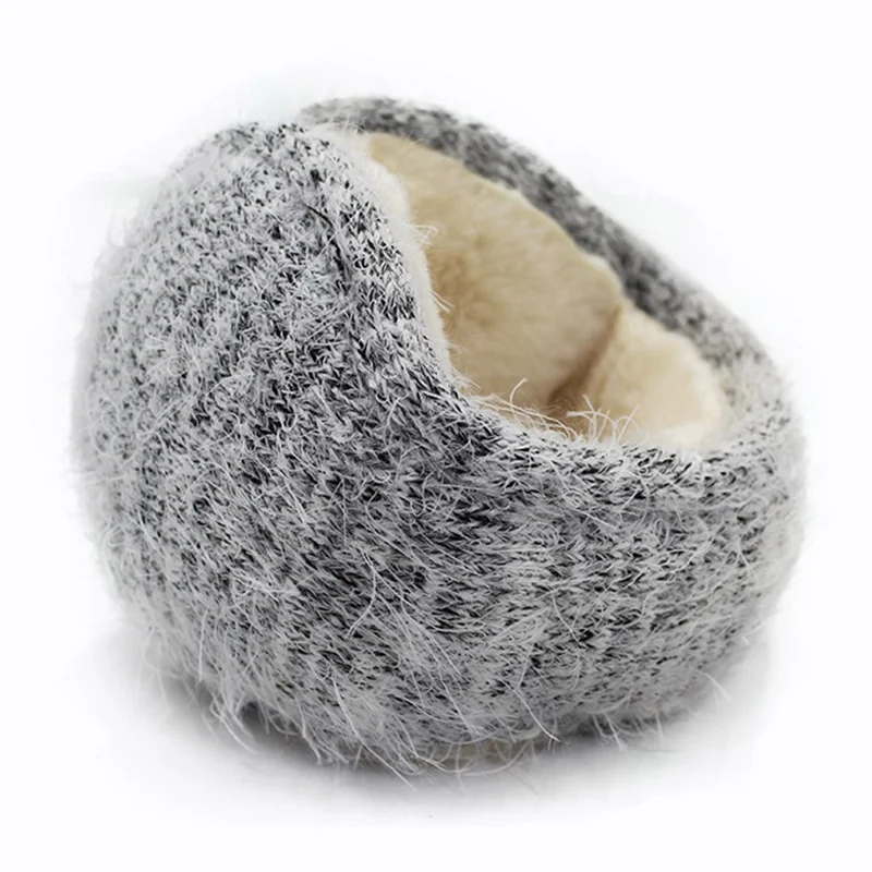 Folding Mohair Earmuffs Winter Ear Protection for Skiing Skating Cycling Windproof Ear Warmers - Dark Grey