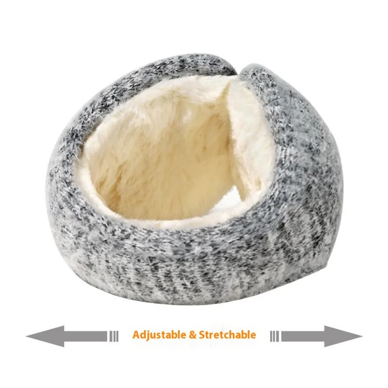 Folding Mohair Earmuffs Winter Ear Protection for Skiing Skating Cycling Windproof Ear Warmers - Dark Grey