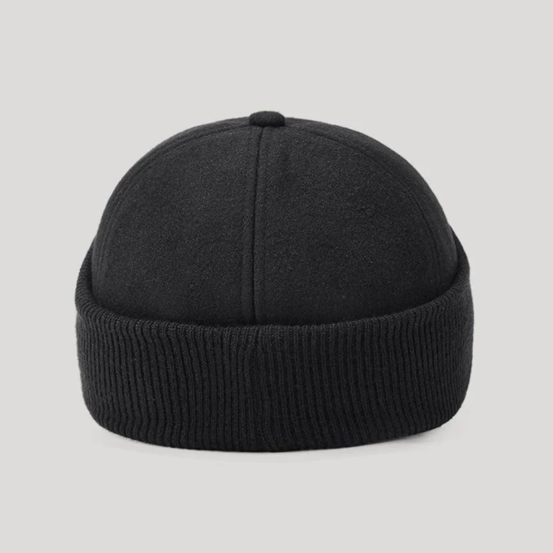 قبعة بيسبول للرجال مع حماية للأذنين قبعة دافئة مضادة للرياح من الصوف قبعة خارجية للشتاء - أسود
