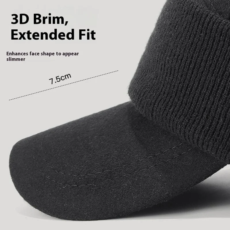 Winter Baseball Cap for Middle Aged and Elderly Outdoor Thermal Fleece Lined Ear Protection Hat - Black