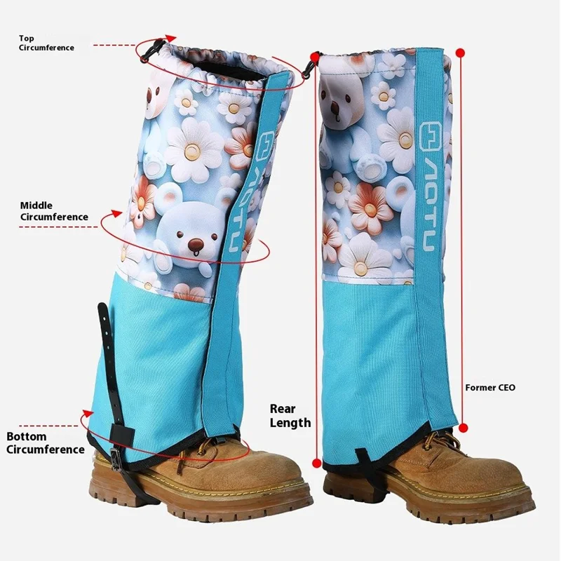AOTU AT8009 For Children Outdoor Hiking Gaiters Cartoon Animal Pattern Anti Sand Snow Boot Covers - Cat