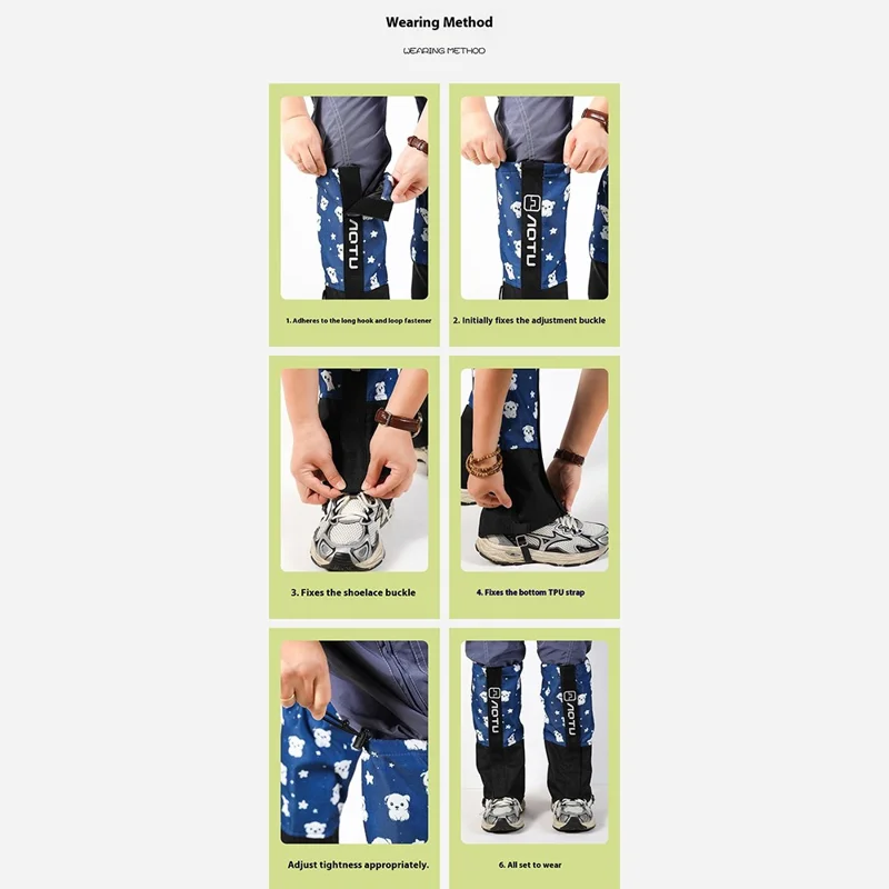 AOTU AT8009 For Children Outdoor Hiking Gaiters Cartoon Animal Pattern Anti Sand Snow Boot Covers - Cat