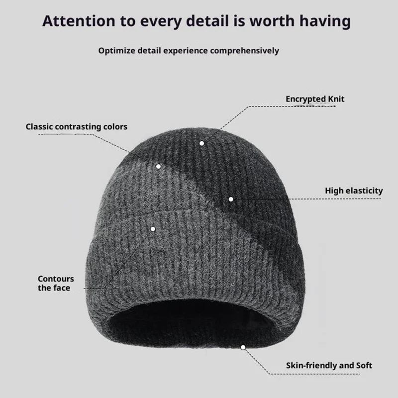 3Pcs / Set Winter Windproof Knitted Gloves Elastic Beanie Hat and Neck Warmer for Outdoor Skiing Cycling - Light Grey