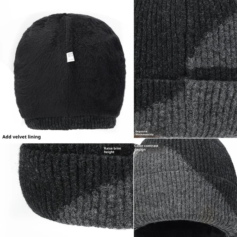 3Pcs / Set Winter Windproof Knitted Gloves Elastic Beanie Hat and Neck Warmer for Outdoor Skiing Cycling - Light Grey