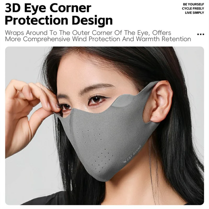 WEST BIKING YP0201475 3D Breathable Face Mask for Winter Cycling Windproof Reflective Face Cover - Dark Grey