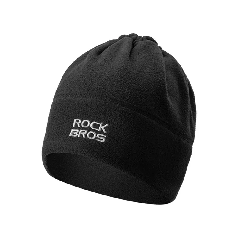 ROCKBROS 3 in 1 Muts met Verstelbare Trekkoord Winter Halswarmer Thermische Gezichtsmasker voor Buitensporten, 11240020 M012 - Zwart