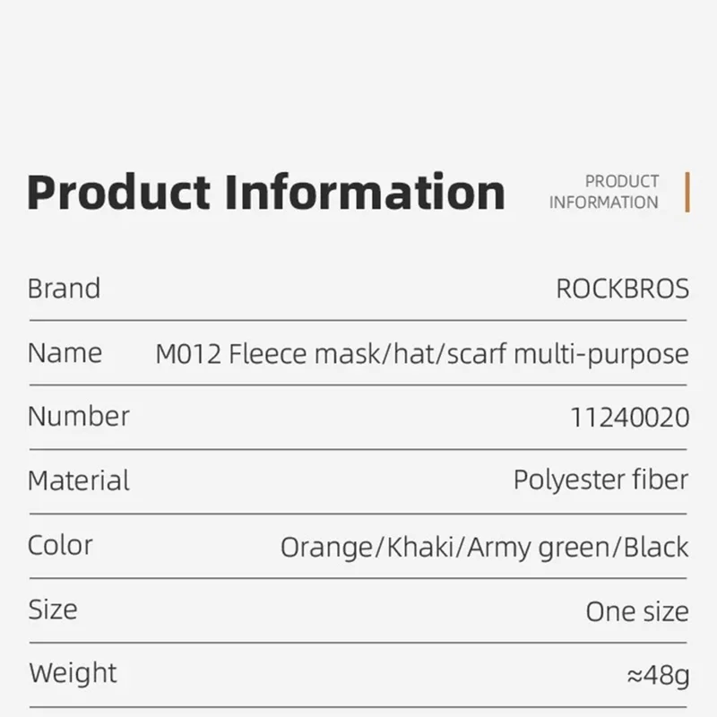 ROCKBROS 3 in 1 Muts met Verstelbare Trekkoord Winter Halswarmer Thermische Gezichtsmasker voor Buitensporten, 11240020 M012 - Zwart