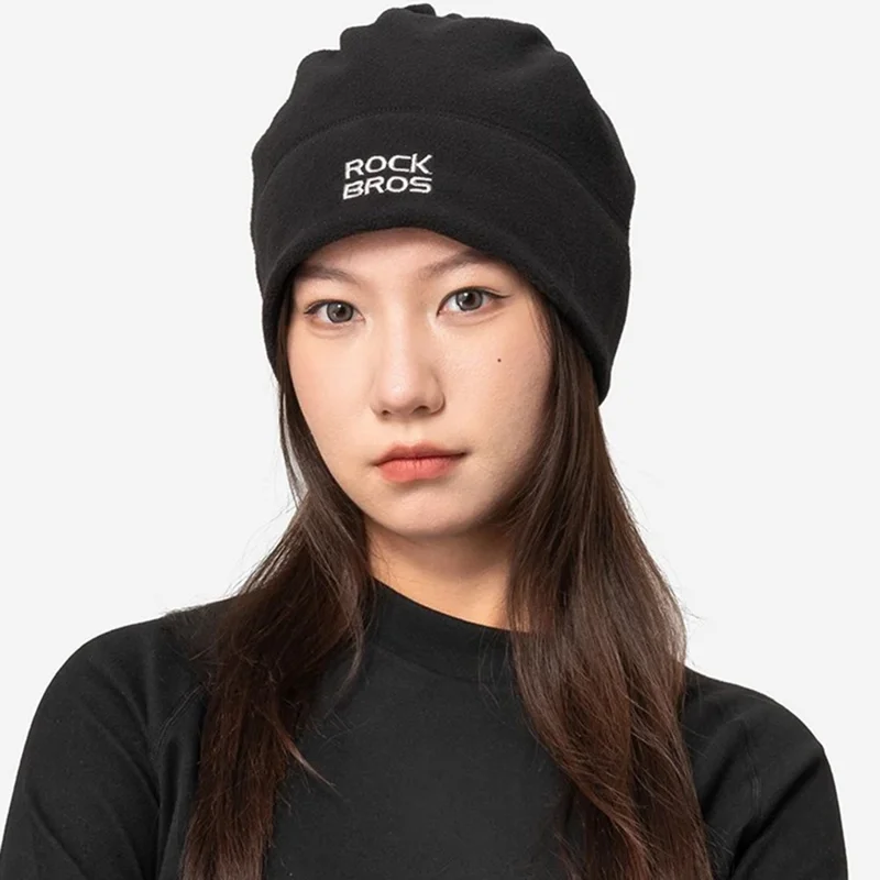 ROCKBROS 3 in 1 Muts met Verstelbare Trekkoord Winter Halswarmer Thermische Gezichtsmasker voor Buitensporten, 11240020 M012 - Zwart