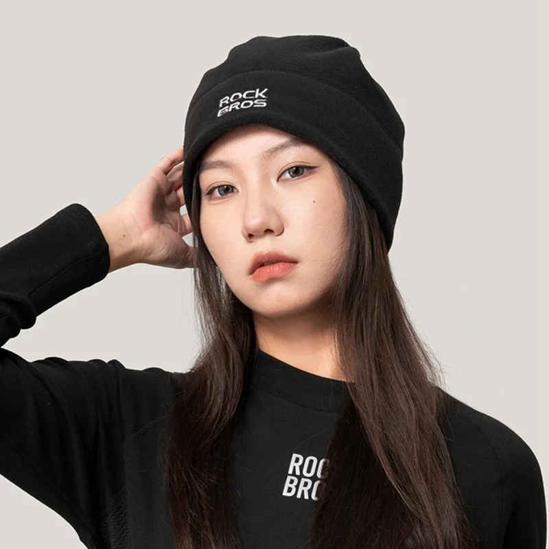 ROCKBROS 3 in 1 Muts met Verstelbare Trekkoord Winter Halswarmer Thermische Gezichtsmasker voor Buitensporten, 11240020 M012 - Zwart