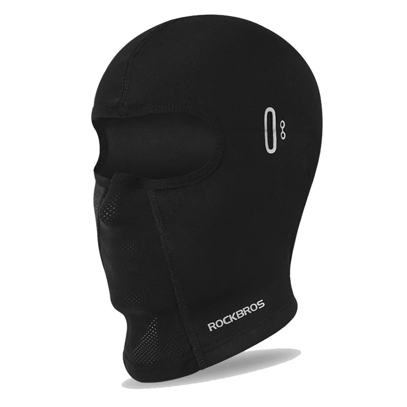 ROCKBROS Windproof Motorcycle Balaclava Warm Fleece Full Face Mask Breathable Elastic Hood - Black / with Glasses Hole